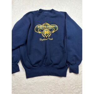 Vintage Midwest Embroidery Notre Dame Fighting Irish Navy Blue Sweatshirt Large